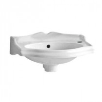 Isabella Wall-Mounted Bathroom Sink with Single Hole on Right Side in White