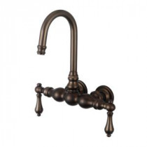 2-Handle Wall Mount Claw Foot Tub Faucet with Labeled Porcelain Lever Handles in Oil Rubbed Bronze