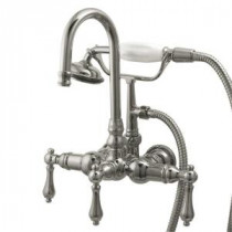 3-Handle Claw Foot Tub Faucet with Hand Shower in Chrome