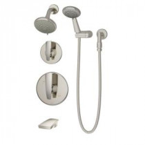 Naru Single-Handle 3-Spray Tub and Shower Faucet in Satin Nickel