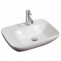 23-in. W x 17-in. D Wall Mount Rectangle Vessel Sink In White Color For Single Hole Faucet