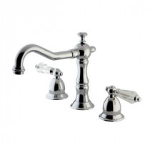 Transitional Crystal 8 in. Widespread 2-Handle High-Arc Bathroom Faucet in Polished Chrome