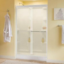 Simplicity 47-3/8 in. x 70 in. Sliding Shower Door in White with Chrome Hardware and Semi-Framed Niebla Glass