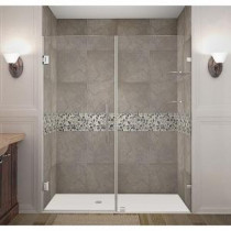 Nautis GS 65 in. x 72 in. Completely Frameless Hinged Shower Door with Glass Shelves in Stainless Steel
