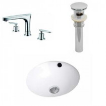 Round Undermount Bathroom Sink Set in White with 8 in. O.C. cUPC Faucet and Drain