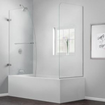 Aqua Uno 60 in. x 58 in. Semi-Framed Hinged Tub/Shower Door in Brushed Nickel