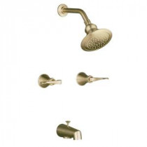Revival 2-Handle 1-Spray Tub and Shower Faucet with Scroll Lever Handles in Vibrant Brushed Bronze
