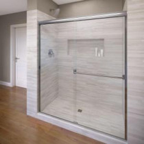 Classic 44 in. x 70 in. Semi-Framed Sliding Shower Door in Silver
