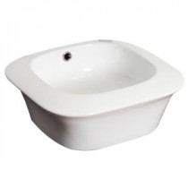 17-in. W x 17-in. D Above Counter Square Vessel Sink In White Color For Deck Mount Faucet