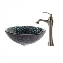 Kratos Glass Vessel Sink in Multicolor and Ventus Faucet in Brushed Nickel