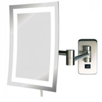 6 in. x 9 in. Frameless Wall Mounted LED Lighted Single 5X Mirror in Nickel