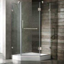 Piedmont 40.25 in. x 78.75 in. Frameless Neo-Angle Shower Enclosure in Chrome and Clear Glass with Base in White