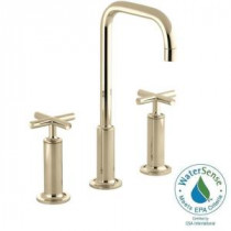 Purist 8 in. Widespread 2-Handle Mid-Arc Bathroom Faucet in Vibrant French Gold with High Gooseneck Spout
