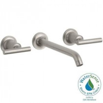 Purist Wall-Mount 2-Handle Low-Arc Bathroom Faucet Trim Kit in Vibrant Brushed Nickel (Valve Not Included)