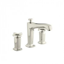 Margaux Deck-Mount High-Flow Bath Faucet Trim with Cross Handles in Vibrant Polished Nickel (Valve Not Included)