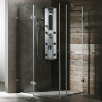 Verona 36.125 in. x 73.375 in. Frameless Neo-Angle Shower Enclosure in Chrome with Clear Glass