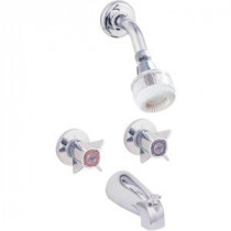 Basic-N-Brass Collection Compression 2-Handle 2-Spray  Tub and Shower Faucet Set in Chrome