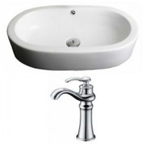 Oval Vessel Sink Set in White with Deck Mount cUPC Faucet