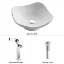 Tulip Vessel Sink in White with Typhon Faucet in Chrome