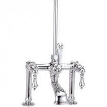 RM11 3-Handle Claw Foot Tub Faucet with Metal Lever Handles in Polished Brass