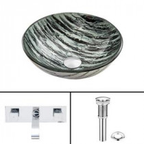 Glass Vessel Sink in Rising Moon with Titus Wall-Mount Faucet Set in Chrome