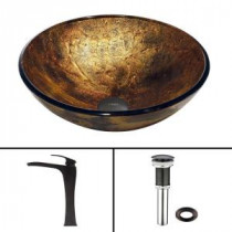 Glass Vessel Sink in Copper Shapes and Blackstonian Faucet Set in Antique Rubbed Bronze