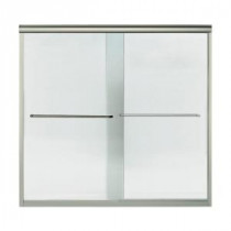 Finesse 59-5/8 in. x 58-5/16 in. Semi-Framed Sliding Tub/Shower Door in Nickel with Lake Mist Glass Pattern