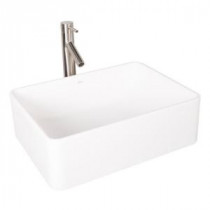 Caladesi Matte Stone Vessel Sink in White with Dior Bathroom Vessel Faucet in Brushed Nickel