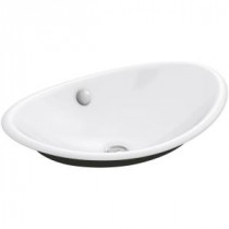 Iron Plains Vessel Sink in White with Iron Black Painted Underside