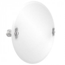 Retro-Dot Collection 22 in. x 22 in. Frameless Round Tilt Mirror with Beveled Edge in Satin Chrome