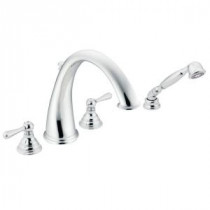 Kingsley 2-Handle Deck-Mount High-Arc Roman Tub Faucet Trim Kit with Hand Shower in Chrome (Valve Sold Separately)