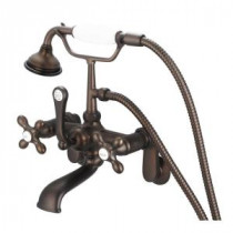 3-Handle Vintage Claw Foot Tub Faucet with Cross Handles and Hand Shower in Oil Rubbed Bronze