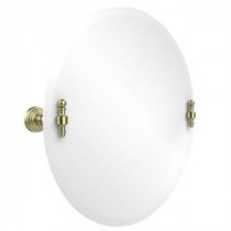 Retro-Wave Collection 22 in. x 22 in. Frameless Round Single Tilt Mirror with Beveled Edge in Satin Brass