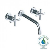 Purist Wall-Mount 2-Handle Low-Arc Faucet Trim with 9 in. 90˚ Angle Spout in Polished Chrome (Valve Not Included)