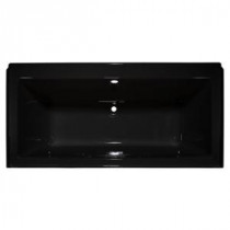 Linear 5.5 ft. Center Drain Drop-In Soaking Tub with Flange in Black