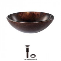 Jupiter Glass Vessel Sink with Pop up Drain and Mounting Ring in Oil Rubbed Bronze