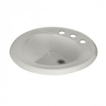 Kentucky Self-Rimming Countertop Bathroom Sink in White with Faucet Holes on 8 in. Centers