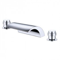 2-Handle Deck-Mount Waterfall Roman Tub Faucet in Polished Chrome