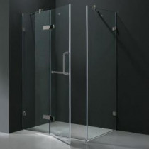 Monteray 38.25 in. x 73.375 in. Frameless Pivot Shower Enclosure in Brushed Nickel with Clear Glass
