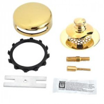 Universal NuFit Push Pull Bathtub Stopper with Grid Strainer, Innovator Overflow Silicone, 2-Pin Kit, Polished Brass