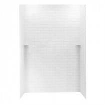 36 in. x 62 in. x 96 in. 3-piece Subway Tile Easy Up Adhesive Shower Wall in White