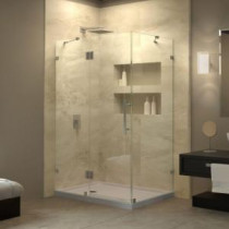 QuatraLux 46-5/16 in. x 32-1/4 in. x 72 in. Frameless Hinged Shower Enclosure in Brushed Nickel