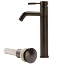 New European 1-Hole 1-Handle Bathroom Vessel Faucet with Drain Assembly in Brushed Bronze