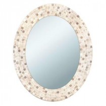 25 in. x 31 in. Travertine Mosaic Oval Mirror
