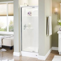 Lyndall 31-1/2 in. x 66 in. Semi-Framed Pivoting Shower Door in Polished Chrome with Clear Glass