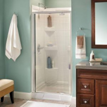 Mandara 36 in. x 66 in. Pivot Shower Door in Chrome with Framed Droplet Glass