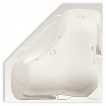Preakness 5 ft. Center Drain Corner Whirlpool Bath Tub Pump Location 2 with Heater in Biscuit