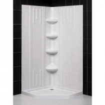 QWALL-2 38 in. x 38 in. x 75-5/8 in. Standard Fit Shower Kit in White with Shower Base and Back Wall