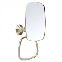 5 in x 8 in Magnifying Mirror with Towel Ring in Brushed Nickel