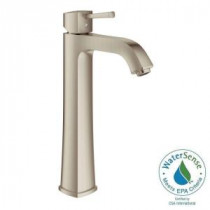 Grandera Deck-Mount Single Handle Low-Arc Bathroom Faucet in Brushed Nickel InfinityFinish